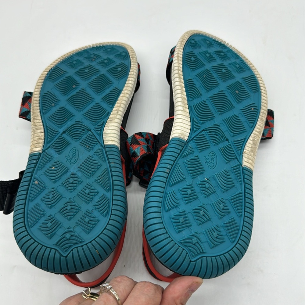 Chaco Confluence Multi Color Sandals Teal Orange Black Size 9 Style J106936 - Picture 7 of 8